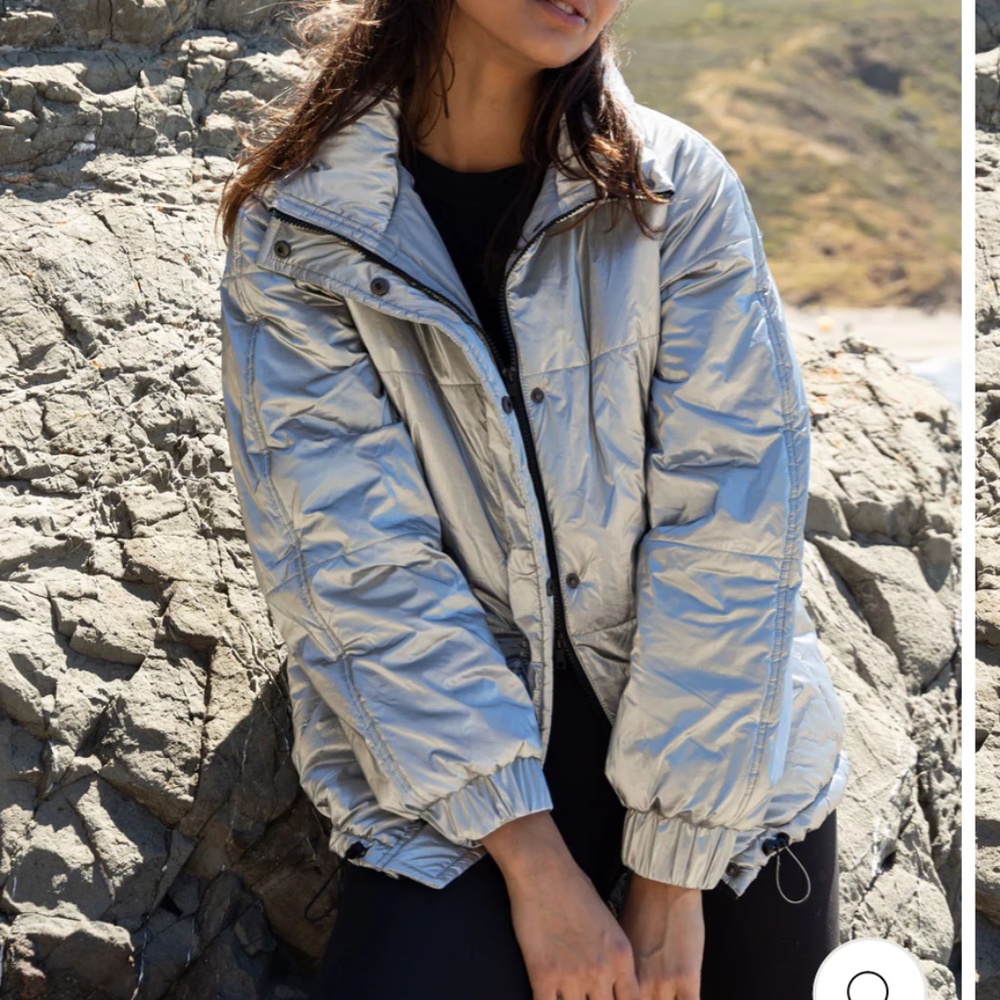 Puffer Jacket- Metallic Silver - Picture 4 of 4